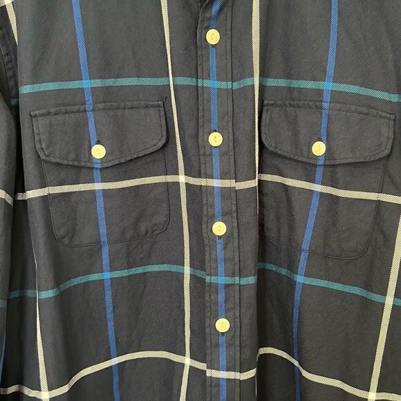 Bonobos Men’s Long Sleeve Casual Button Down Size XL Navy Blue Green White Plaid - Picture 3 of 9